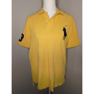 Polo Ralph Lauren classic fit yellow preppy equestrian polo shirt sz m